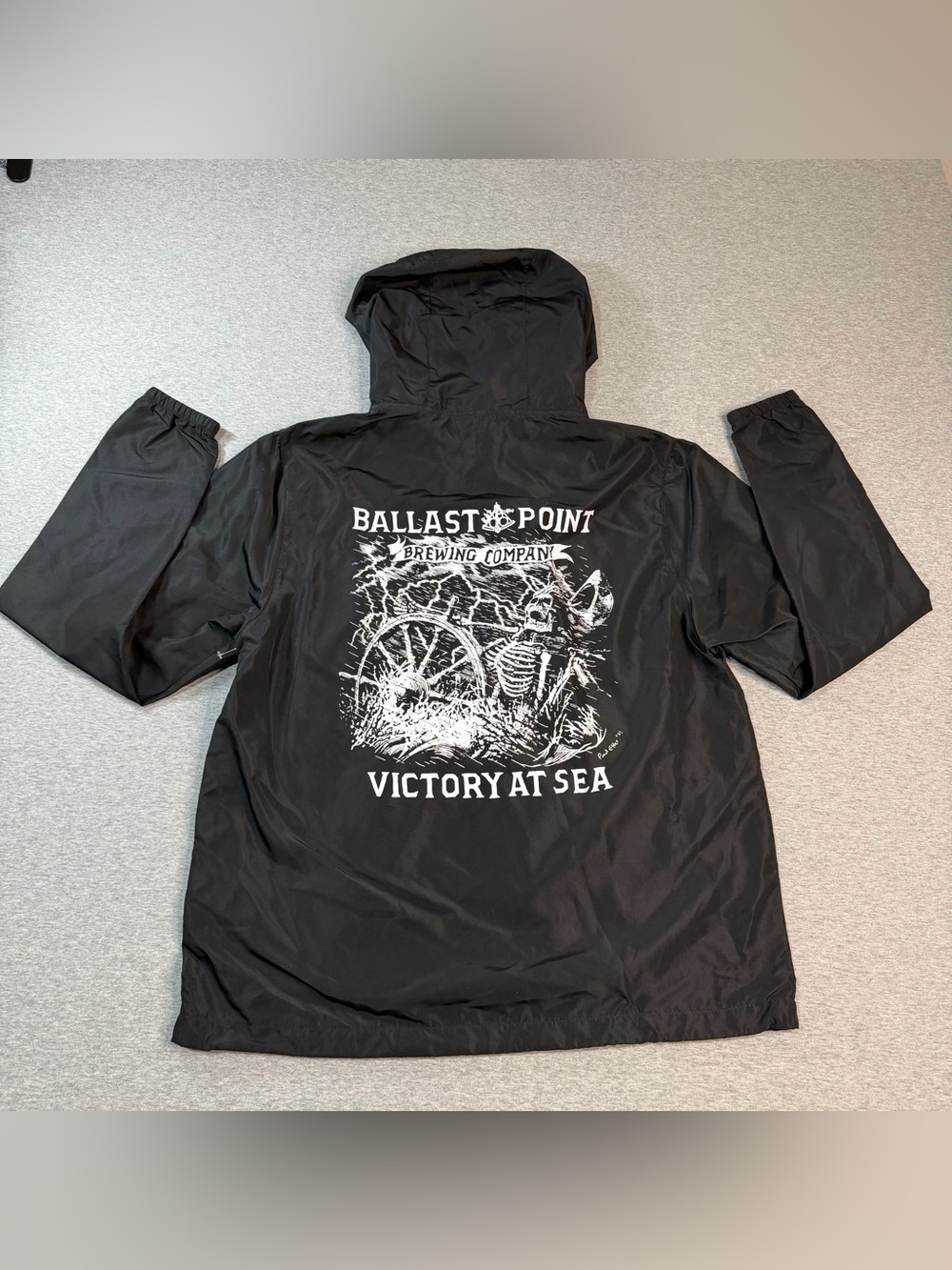 Ballast Point Brewing Co. Black Quarter Zip Pullover Windbreaker Jacket Small
